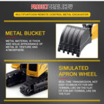 258-1 6 Channel 2.4G 1/24RC Remote-controlled Engineering Metal Excavator Charging RC Car - Image 11