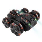 MoFun Five-wheeled Stunt Car 360-degree Swing Arm 2.4G Multifunctional RC Car, specifications:Single control(Black) - Image 2