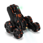 MoFun Five-wheeled Stunt Car 360-degree Swing Arm 2.4G Multifunctional RC Car, specifications:Single control(Black) - Image 4
