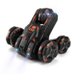 MoFun Five-wheeled Stunt Car 360-degree Swing Arm 2.4G Multifunctional RC Car, Specifications:Dual(Black) - Image 3