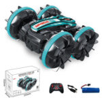 2.4G Amphibious Stunt Remote Control Car Double-sided Rolling Driving Children Electric Toys(Green) - Image 11