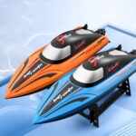 812 High-Speed RC Boat Large Horsepower Speedboat Long Endurance Waterproof Boys Water Toy Dual Batteries(Orange) - Image 2