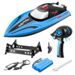 812 High-Speed RC Boat Large Horsepower Speedboat Long Endurance Waterproof Boys Water Toy Single Battery(Blue) - Image 3