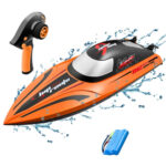 812 High-Speed RC Boat Large Horsepower Speedboat Long Endurance Waterproof Boys Water Toy Single Battery(Orange) - Image 4