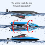 812 High-Speed RC Boat Large Horsepower Speedboat Long Endurance Waterproof Boys Water Toy Single Battery(Blue) - Image 7