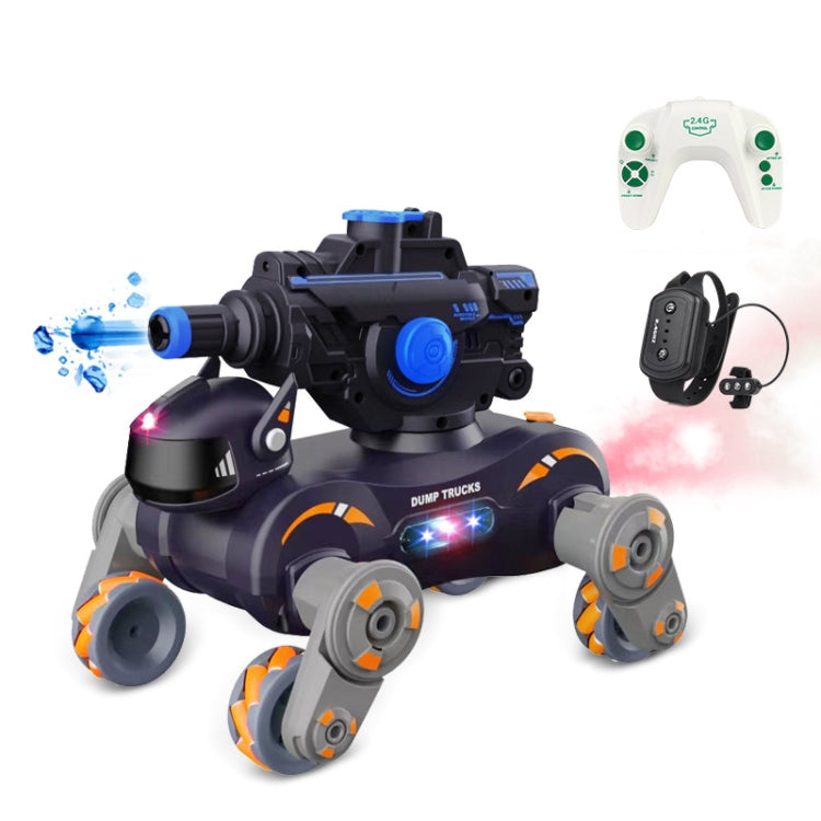 TBD0605466008 Eight Wheel Stunt Robot Dog Smart Gesture Sensor RC Kids Toy Car With Lights Music Spray Car, Style: Tank Orange Dual RC - Image 1