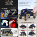 Eight Wheel Stunt Robot Dog Smart Gesture Sensor RC Kids Toy Car With Lights Music Spray Car, Style: Orange Dual RC - Image 14