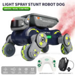 Eight Wheel Stunt Robot Dog Smart Gesture Sensor RC Kids Toy Car With Lights Music Spray Car, Style: Green Single RC - Image 4