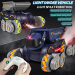 Eight Wheel Stunt Robot Dog Smart Gesture Sensor RC Kids Toy Car With Lights Music Spray Car, Style: Tank Orange Single RC - Image 8