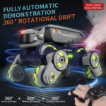 Eight Wheel Stunt Robot Dog Smart Gesture Sensor RC Kids Toy Car With Lights Music Spray Car, Style: Tank Orange Dual RC - Image 9