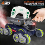 Eight Wheel Stunt Robot Dog Smart Gesture Sensor RC Kids Toy Car With Lights Music Spray Car, Style: Tank Green Dual RC - Image 10